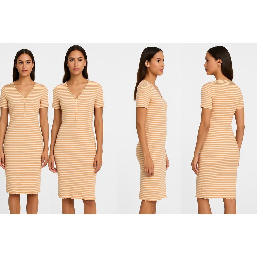 Vero Moda White Stripe Pattern Button Down V Neck… - image 1